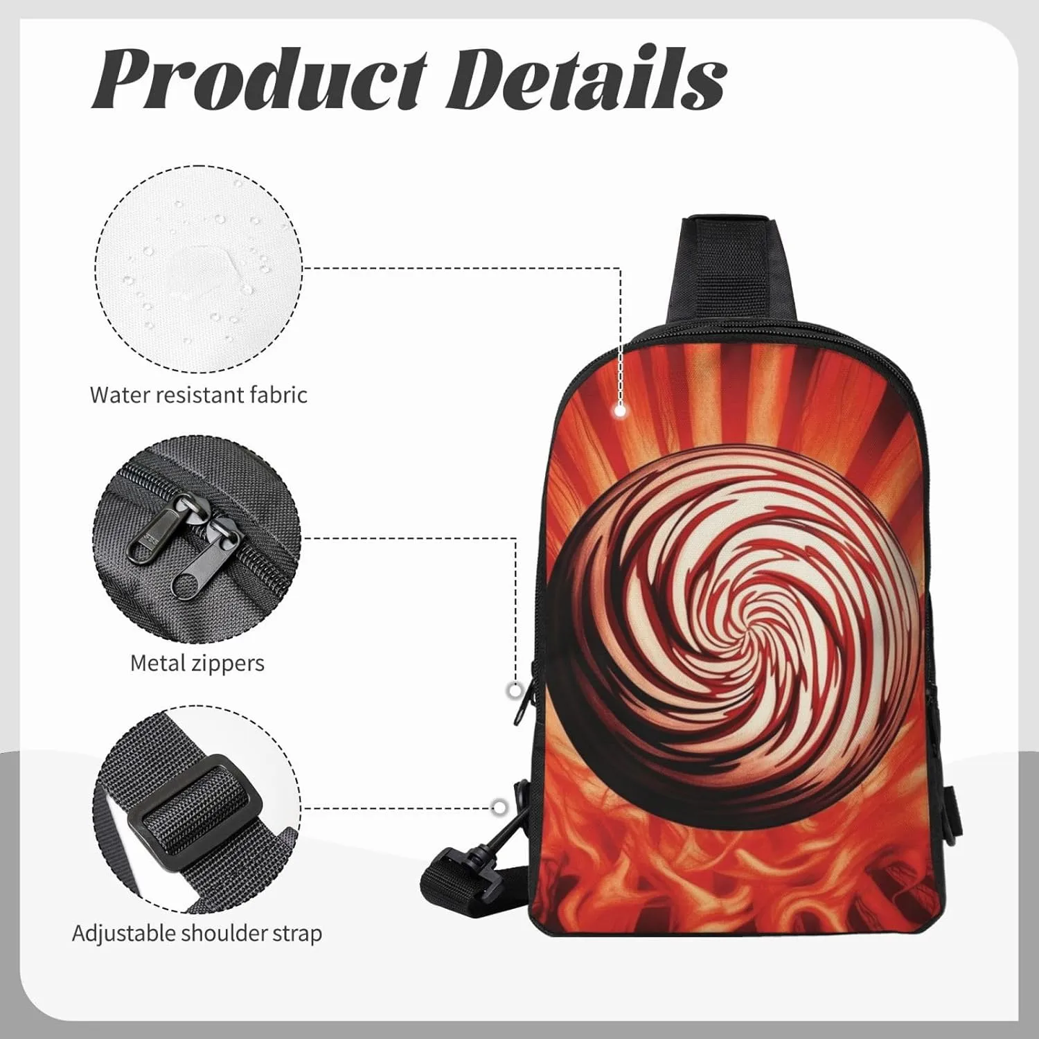 Sling Backpack Crossbody Sling Bag for Men Women Cross Chest Bag Flame Ball Shoulder Bag Travel Hiking Daypack