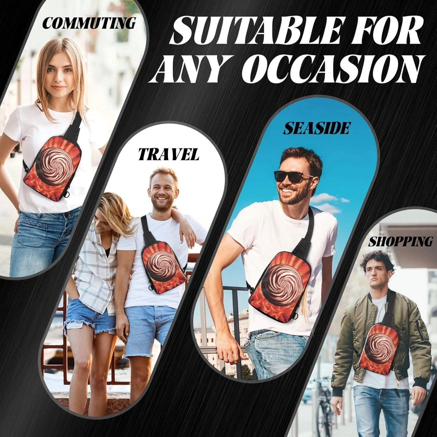 Sling Backpack Crossbody Sling Bag for Men Women Cross Chest Bag Flame Ball Shoulder Bag Travel Hiking Daypack