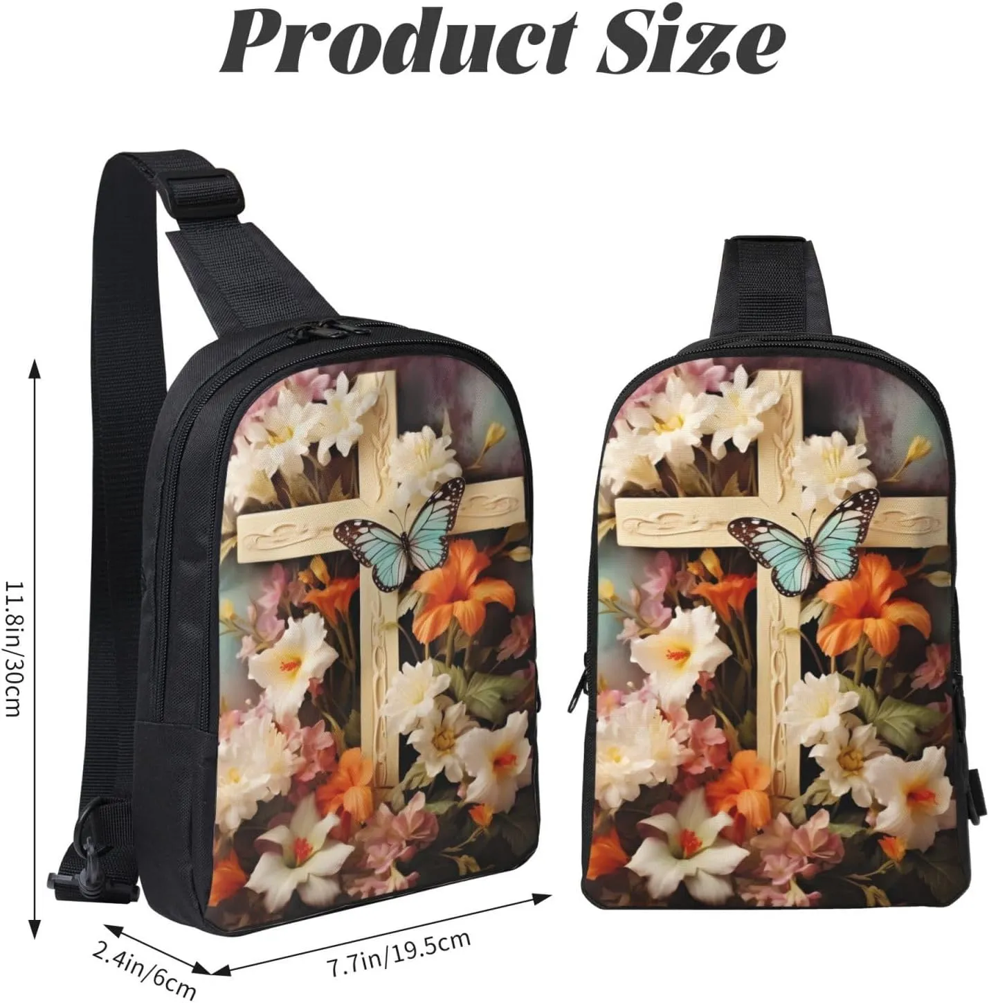 Sling Backpack Crossbody Sling Bag for Men Women Cross Chest Bag Flower branches on the cross Shoulder Bag Travel Hiking Daypack