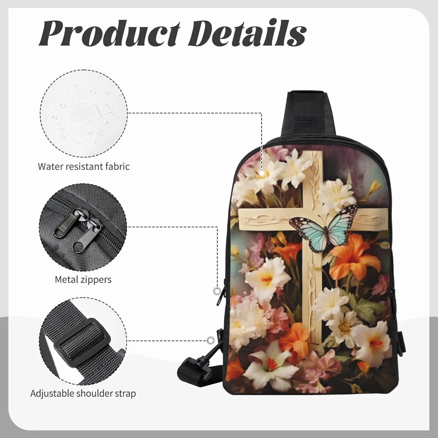 Sling Backpack Crossbody Sling Bag for Men Women Cross Chest Bag Flower branches on the cross Shoulder Bag Travel Hiking Daypack