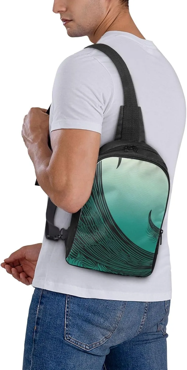 Sling Backpack Crossbody Sling Bag for Men Women Cross Chest Bag Free flowing line pictures Shoulder Bag Travel Hiking Daypack