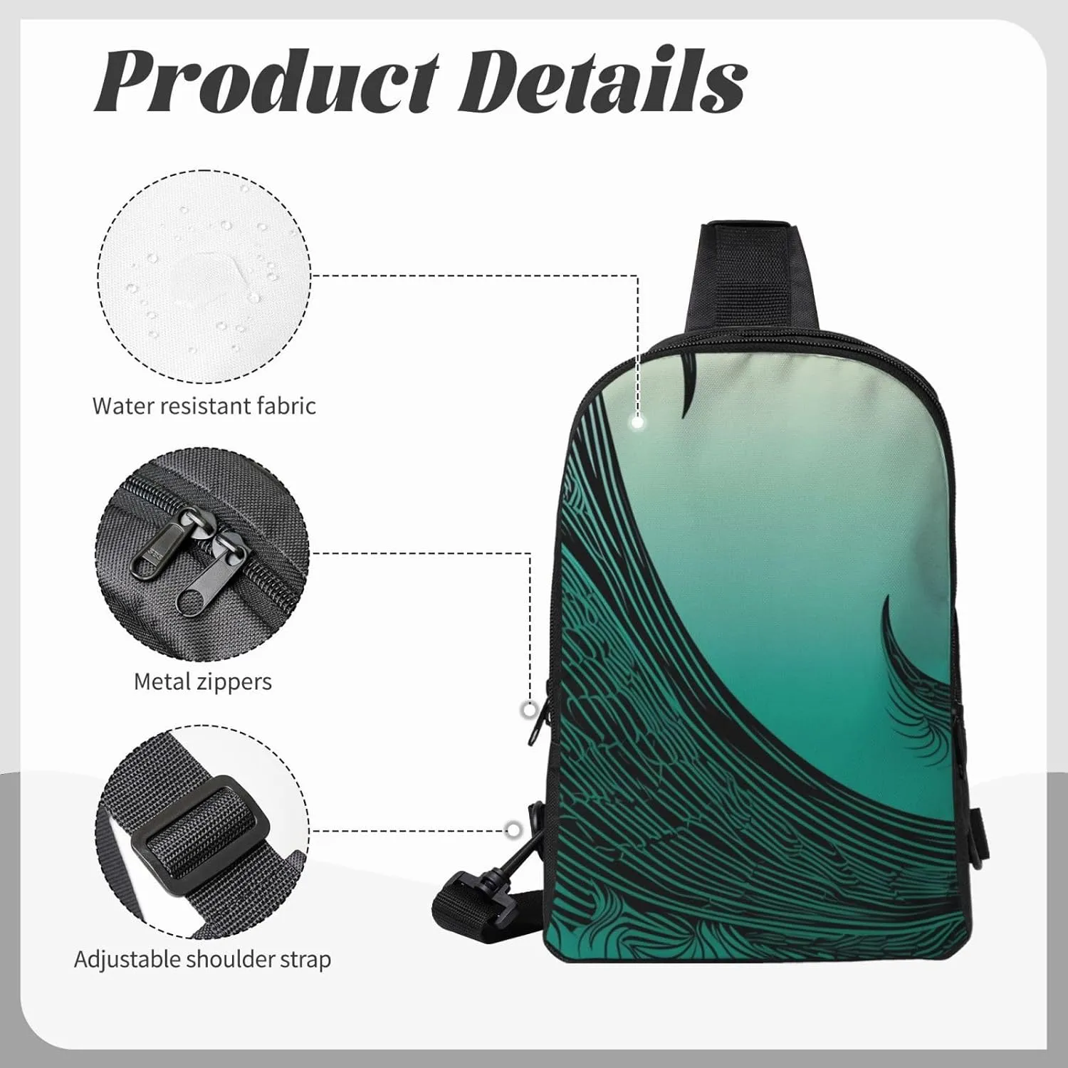 Sling Backpack Crossbody Sling Bag for Men Women Cross Chest Bag Free flowing line pictures Shoulder Bag Travel Hiking Daypack