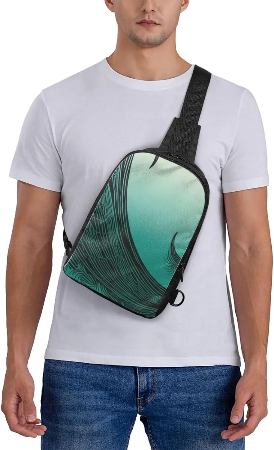 Sling Backpack Crossbody Sling Bag for Men Women Cross Chest Bag Free flowing line pictures Shoulder Bag Travel Hiking Daypack