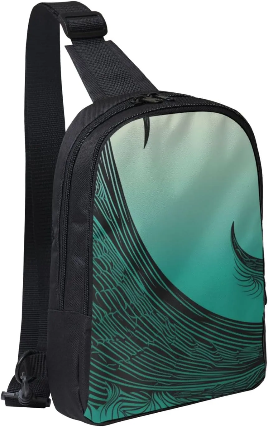 Sling Backpack Crossbody Sling Bag for Men Women Cross Chest Bag Free flowing line pictures Shoulder Bag Travel Hiking Daypack