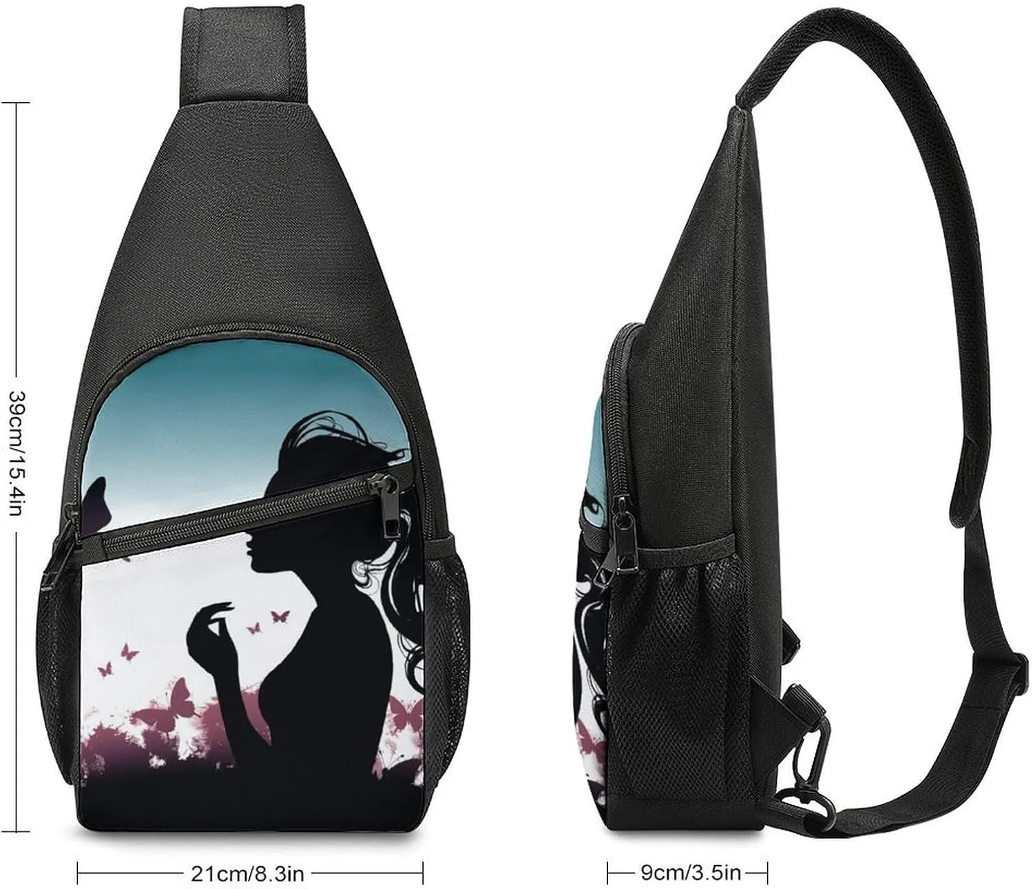 Sling Backpack for Women Men Crossbody Chest Bag Travel Butterfly Woman Daypack Shoulder Bag for Hiking