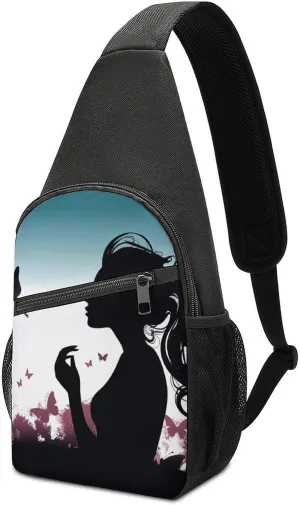 Sling Backpack for Women Men Crossbody Chest Bag Travel Butterfly Woman Daypack Shoulder Bag for Hiking