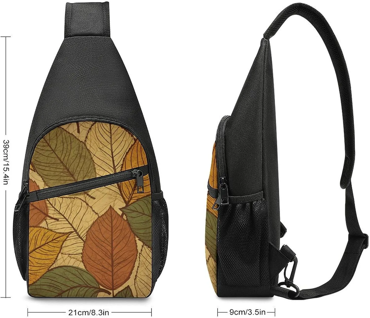 Sling Backpack for Women Men Crossbody Chest Bag Travel Different Color Leaves Daypack Shoulder Bag for Hiking