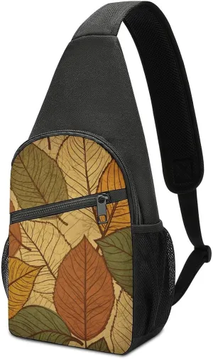 Sling Backpack for Women Men Crossbody Chest Bag Travel Different Color Leaves Daypack Shoulder Bag for Hiking