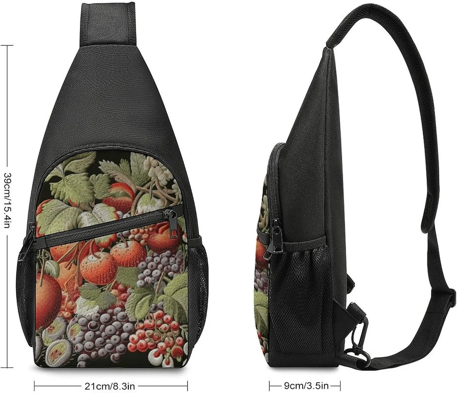 Sling Backpack for Women Men Crossbody Chest Bag Travel Fruits And Leaves Daypack Shoulder Bag for Hiking
