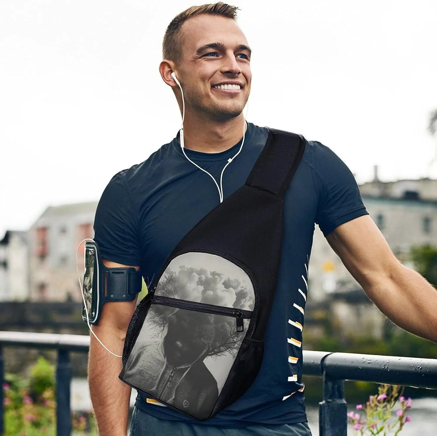 Sling Backpack for Women Men Crossbody Chest Bag Travel Man in Hoodie Daypack Shoulder Bag for Hiking