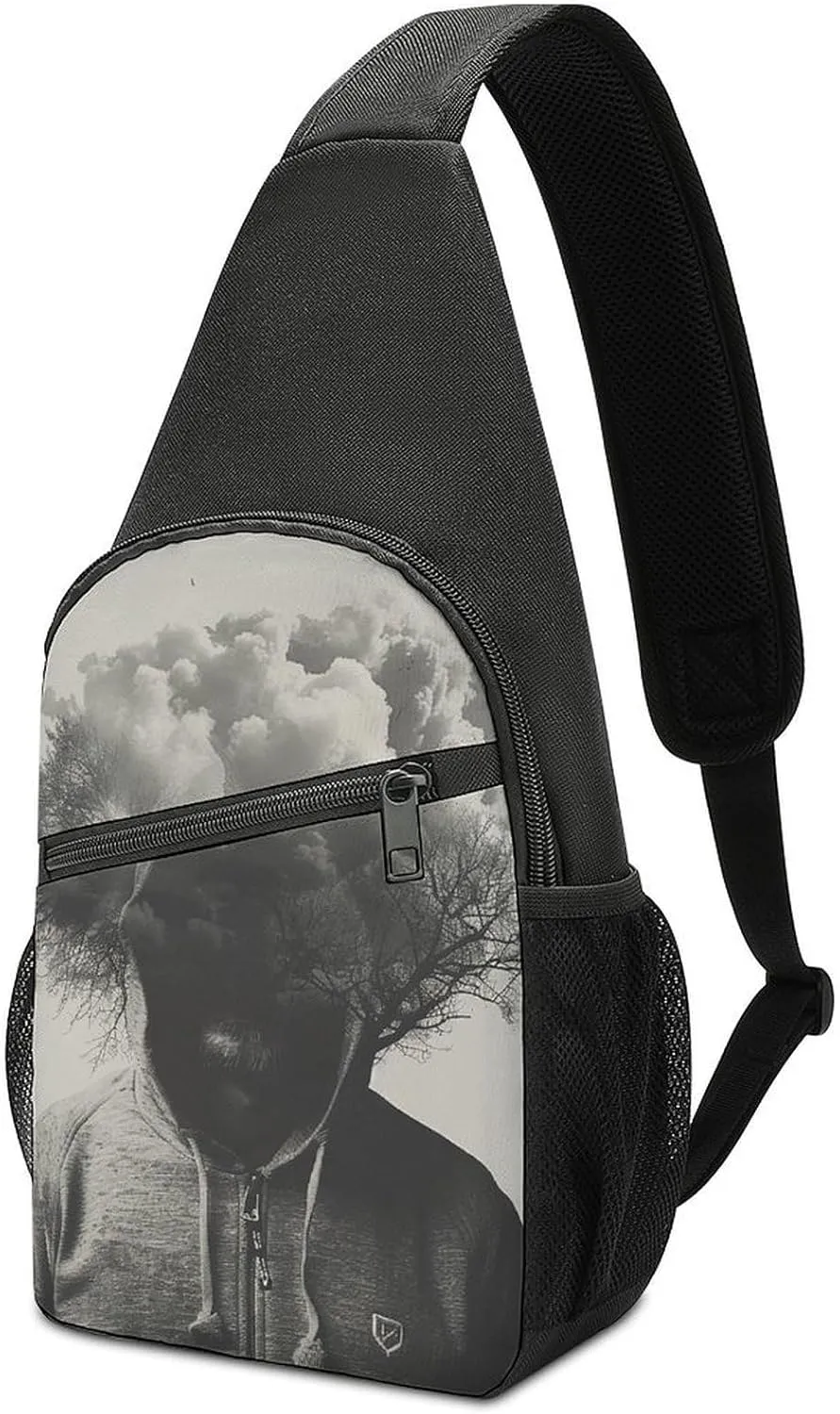 Sling Backpack for Women Men Crossbody Chest Bag Travel Man in Hoodie Daypack Shoulder Bag for Hiking