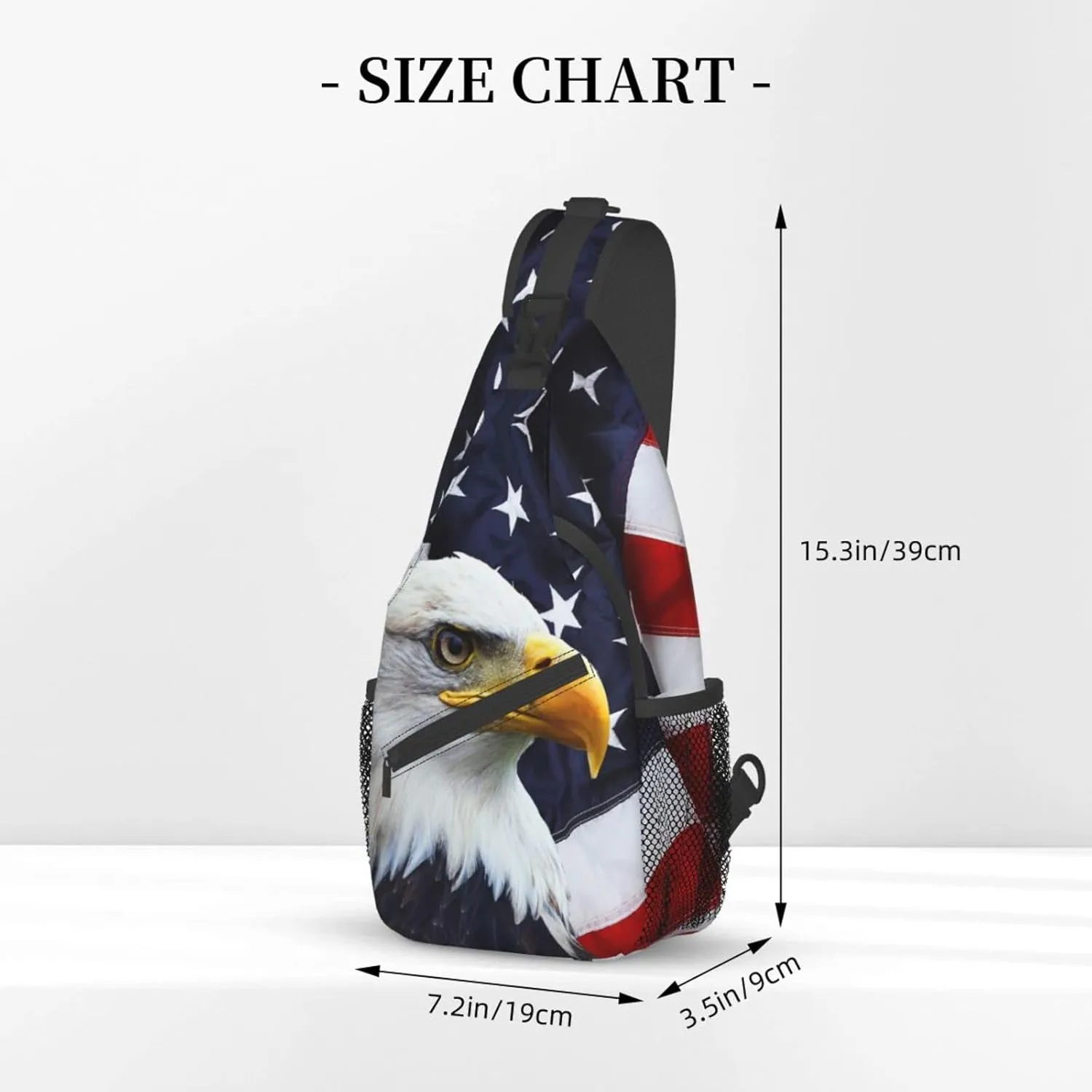 Sling Backpack Us Bald Eagle Multipurpose Crossbody Shoulder Bag American Flag Chest Daypack For Gym Travel Hiking Free Size