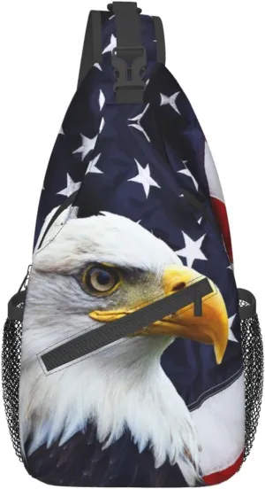 Sling Backpack Us Bald Eagle Multipurpose Crossbody Shoulder Bag American Flag Chest Daypack For Gym Travel Hiking Free Size