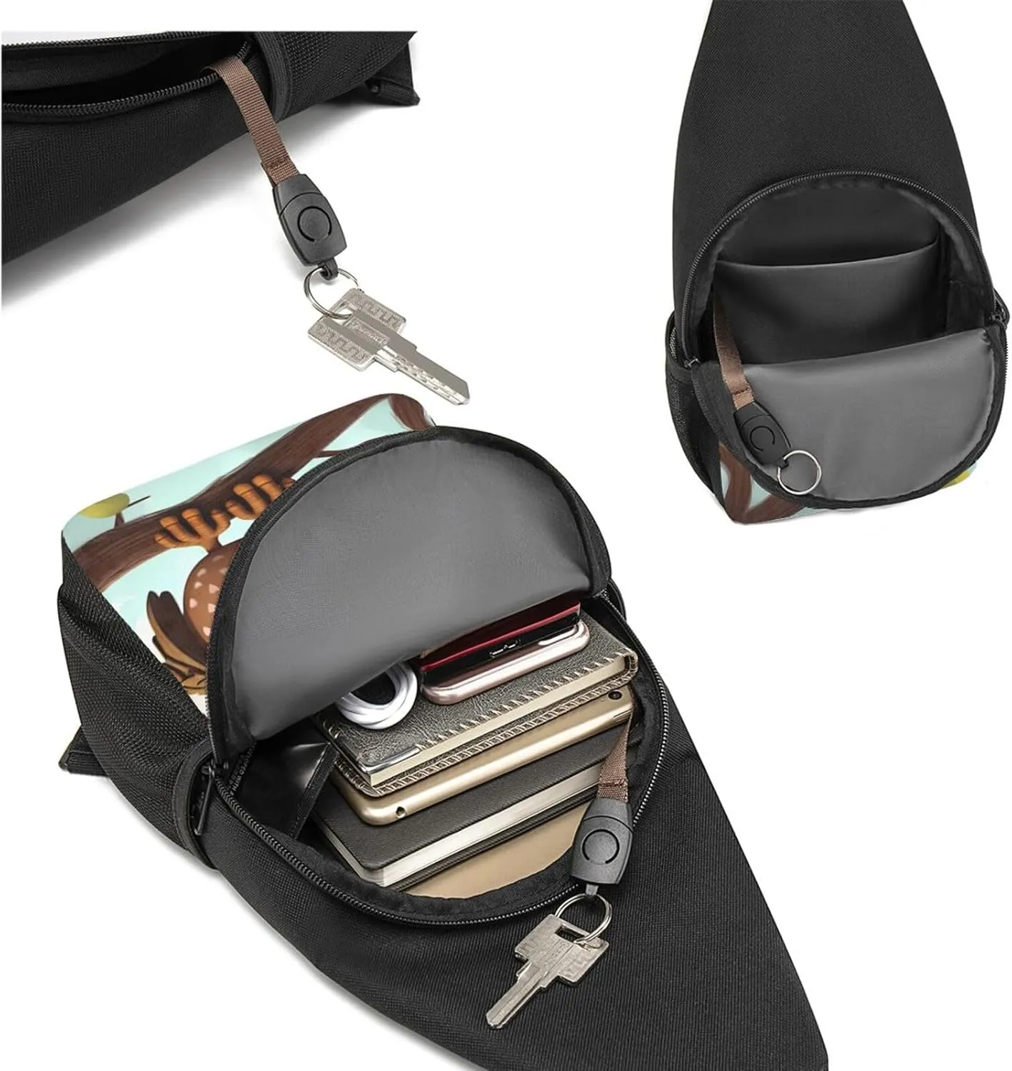 Sling Bag Backpack for Men Women Crossbody Owl Lover Chest Bag Crossbody Bag for Travel Sport Running