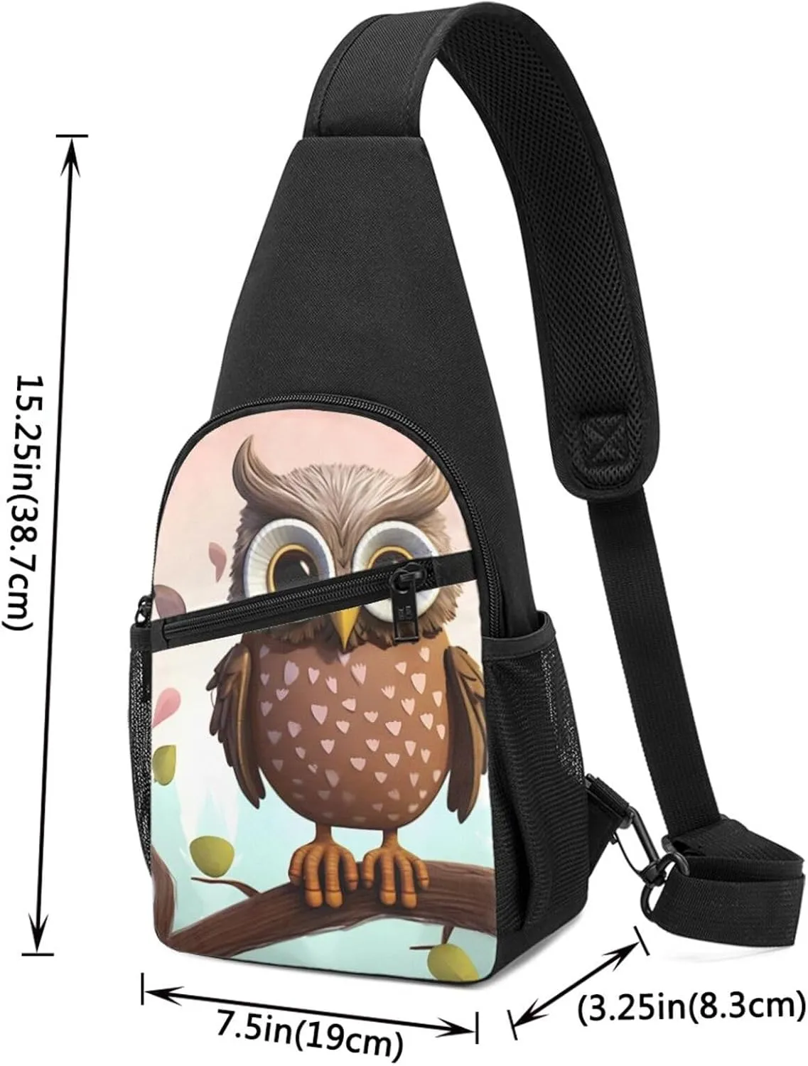 Sling Bag Backpack for Men Women Crossbody Owl Lover Chest Bag Crossbody Bag for Travel Sport Running