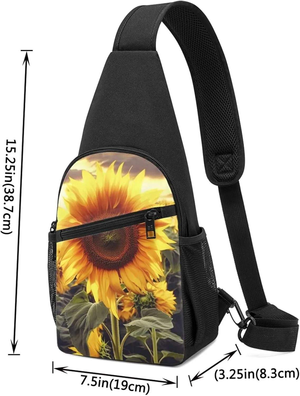 Sling Bag Backpack for Men Women Crossbody Sunflower Chest Bag Crossbody Bag for Travel Sport Running