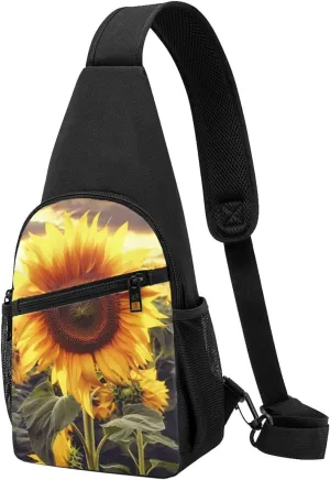 Sling Bag Backpack for Men Women Crossbody Sunflower Chest Bag Crossbody Bag for Travel Sport Running