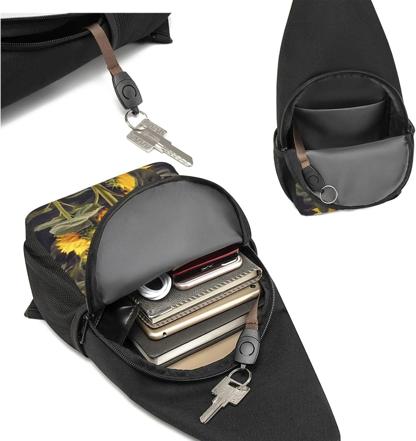 Sling Bag Backpack for Men Women Crossbody Sunflower Chest Bag Crossbody Bag for Travel Sport Running