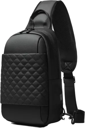 Sling Bag Chest Shoulder Backpack, Crossbody Sling Backpack for Men, Waterproof Single Shoulder Dayback with USB Charging Port for Commuting