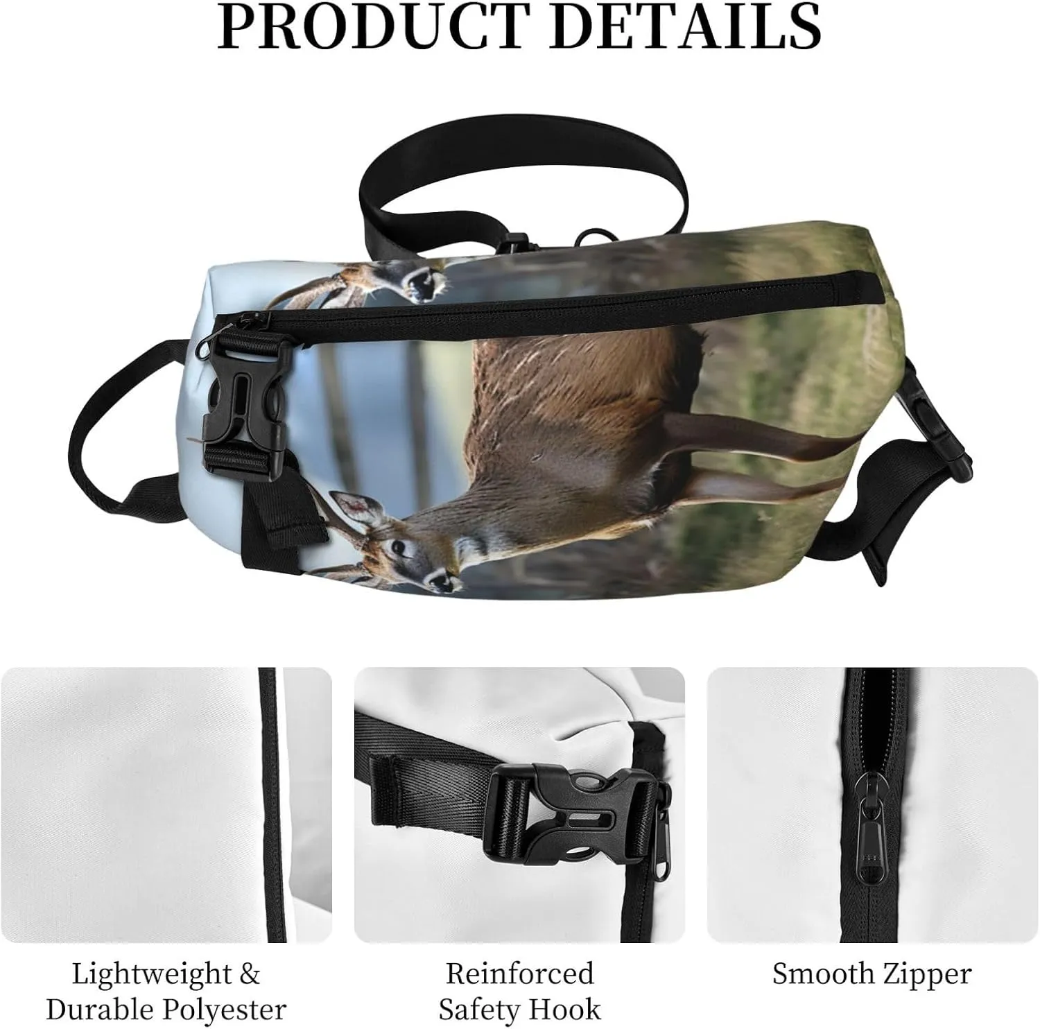 Sling Bag Crossbody Backpack for Men Women Deer Animal Chest Bag Crossbody Bag for Travel Sport Running