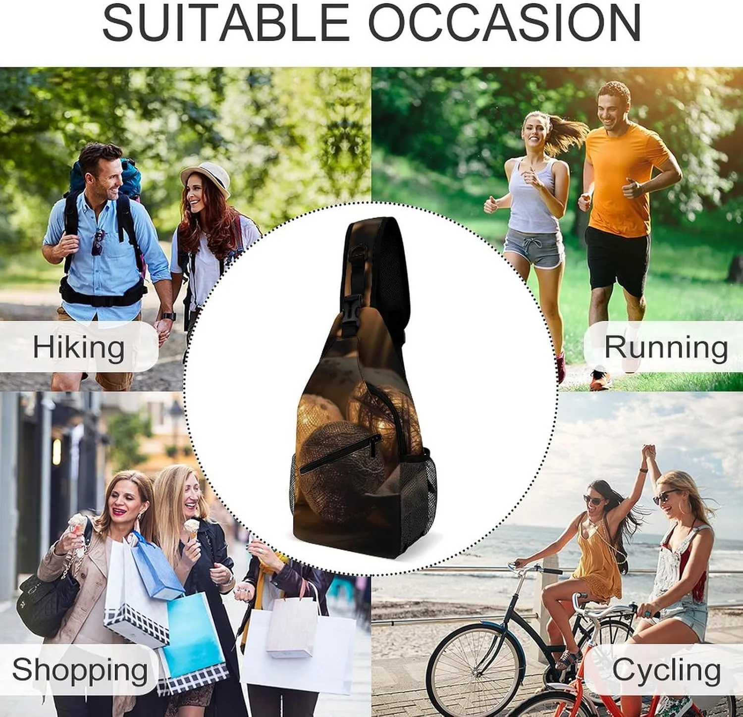 Sling Bag Crossbody Backpack for Men Women Handmade Lamp Chest Bag Crossbody Bag for Travel Sport Running