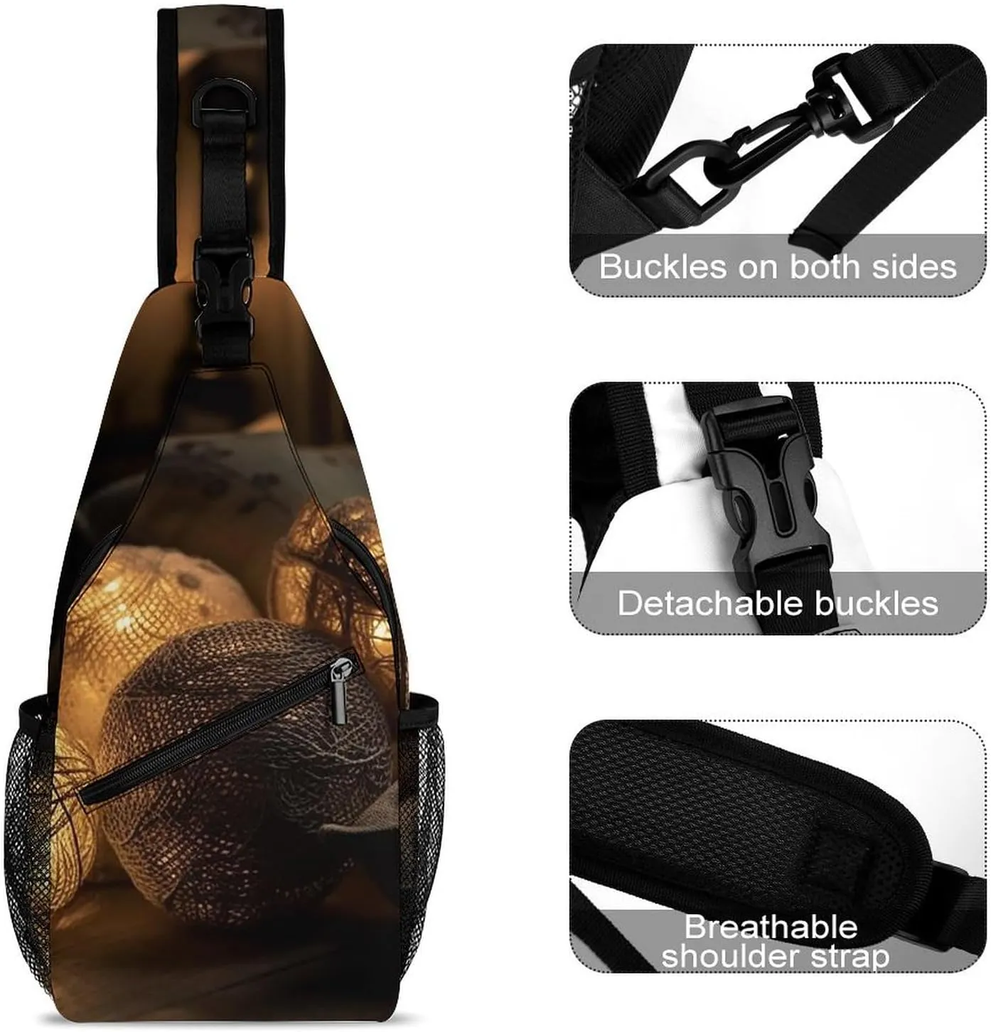Sling Bag Crossbody Backpack for Men Women Handmade Lamp Chest Bag Crossbody Bag for Travel Sport Running