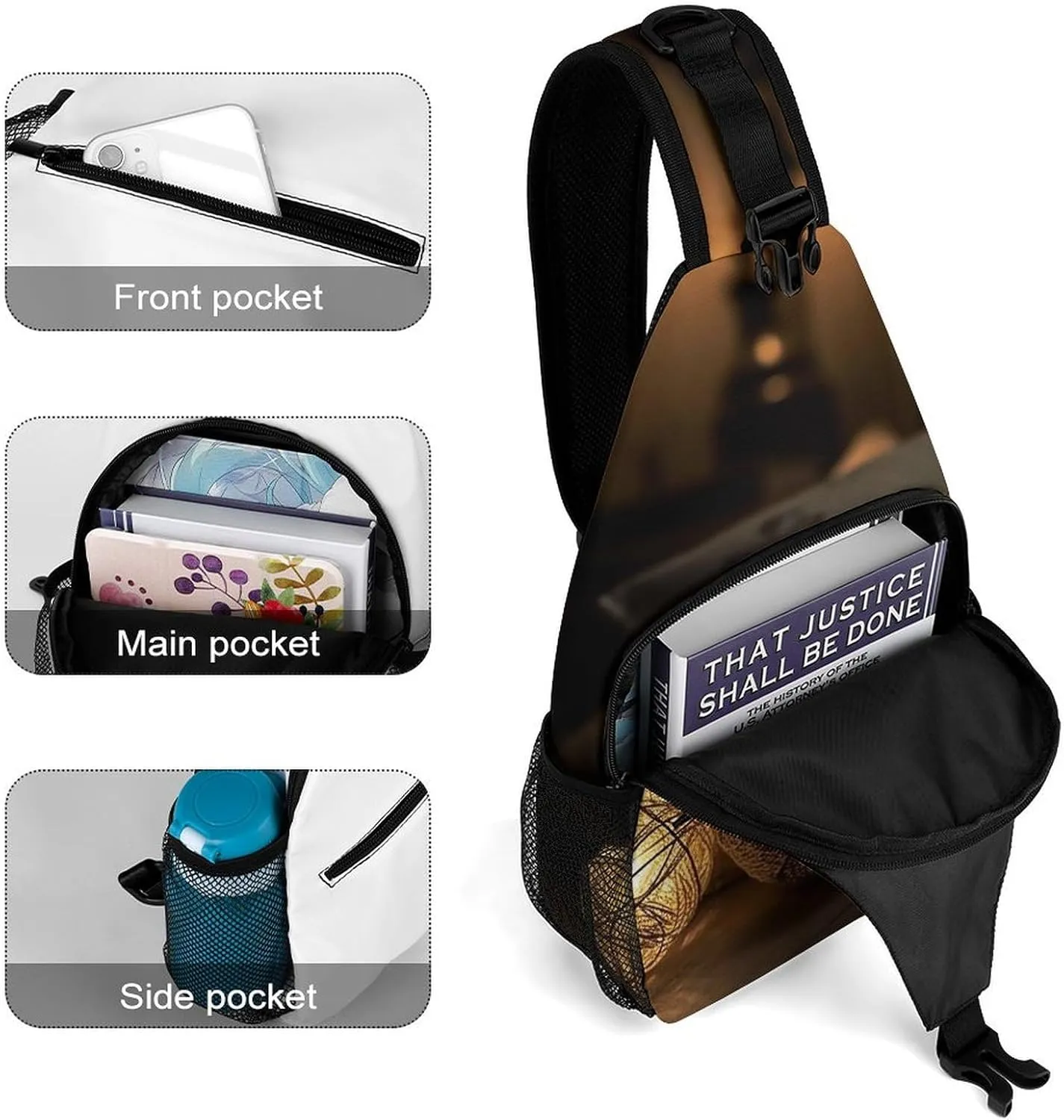 Sling Bag Crossbody Backpack for Men Women Handmade Lamp Chest Bag Crossbody Bag for Travel Sport Running