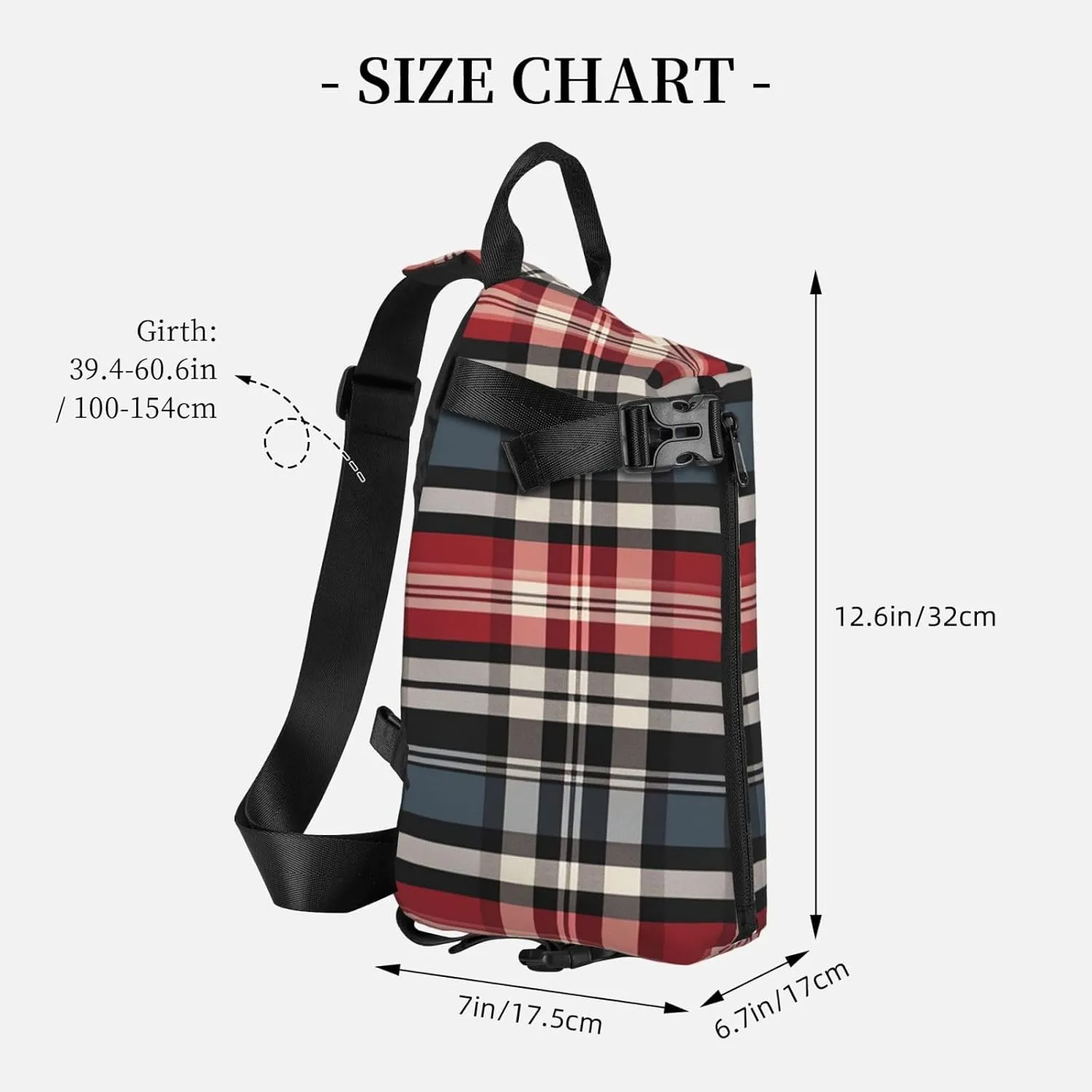 Sling Bag Crossbody Backpack for Men Women Old Plaid Checkered Chest Bag Crossbody Bag for Travel Sport Running