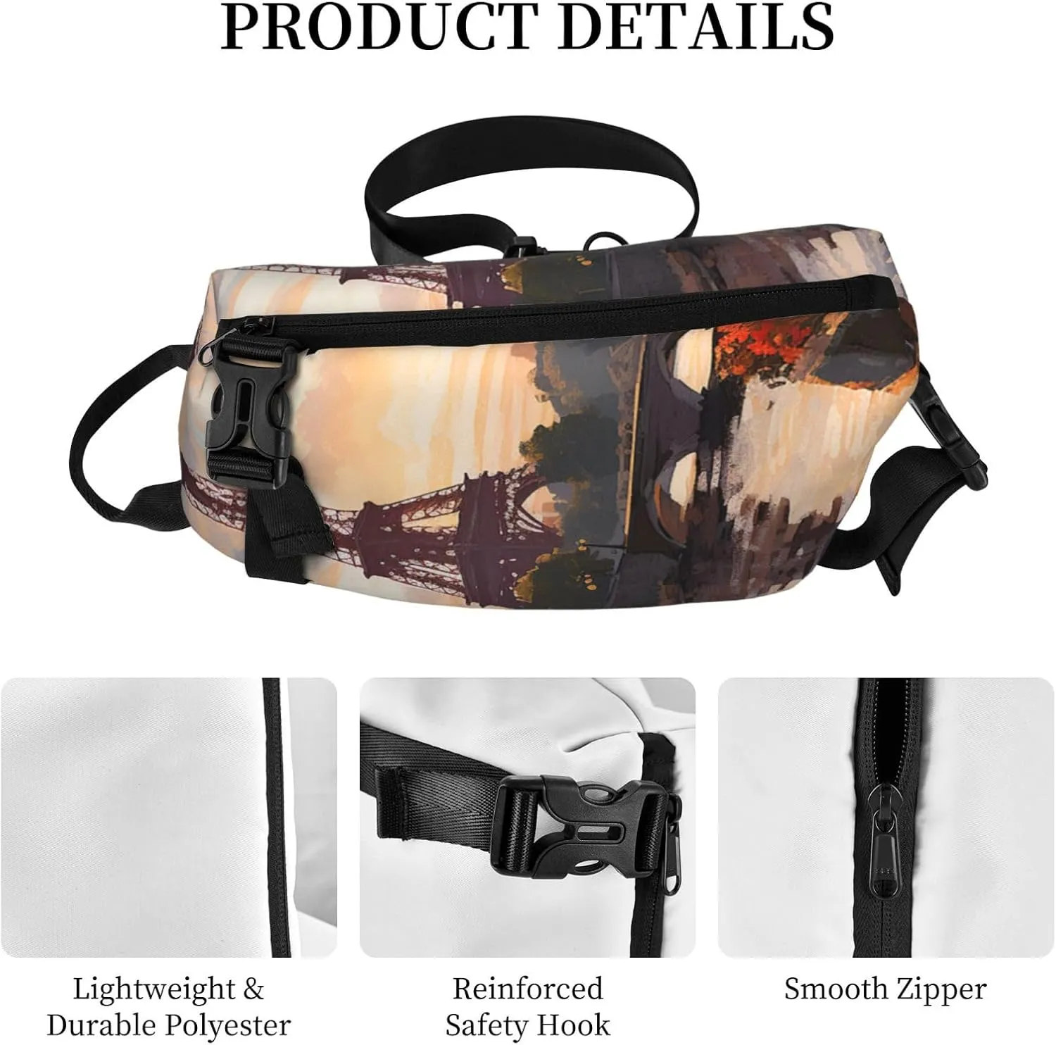 Sling Bag Crossbody Backpack for Men Women Paris Nature Scenery Chest Bag Crossbody Bag for Travel Sport Running