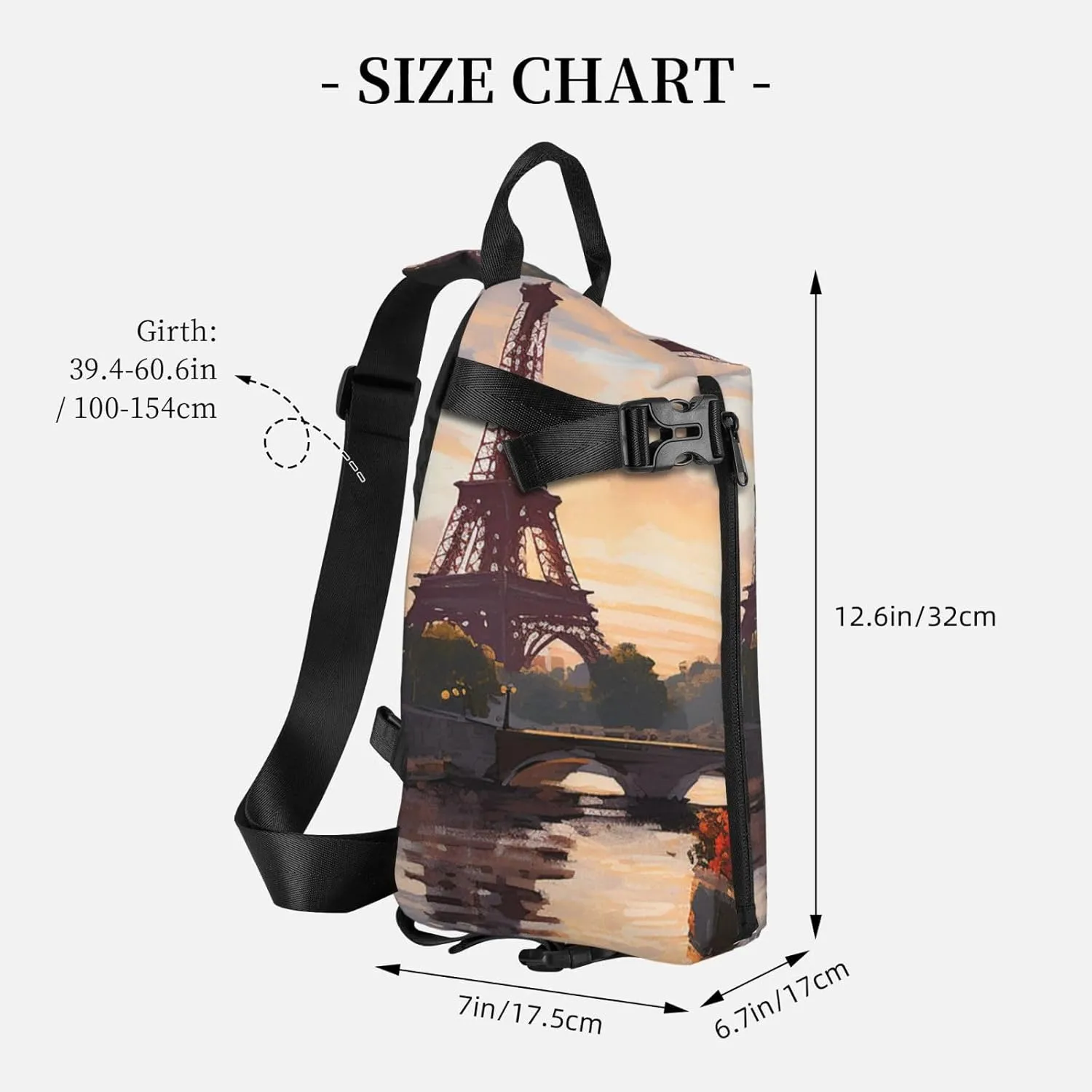 Sling Bag Crossbody Backpack for Men Women Paris Nature Scenery Chest Bag Crossbody Bag for Travel Sport Running