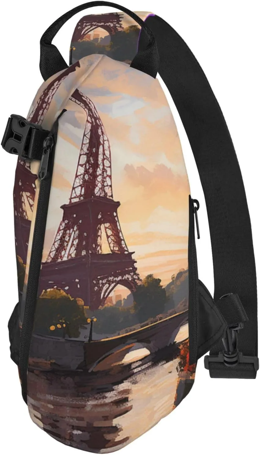 Sling Bag Crossbody Backpack for Men Women Paris Nature Scenery Chest Bag Crossbody Bag for Travel Sport Running