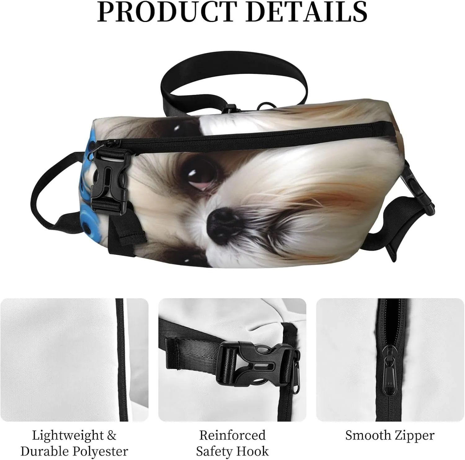 Sling Bag Crossbody Backpack for Men Women Shih Tzu Dog Chest Bag Crossbody Bag for Travel Sport Running