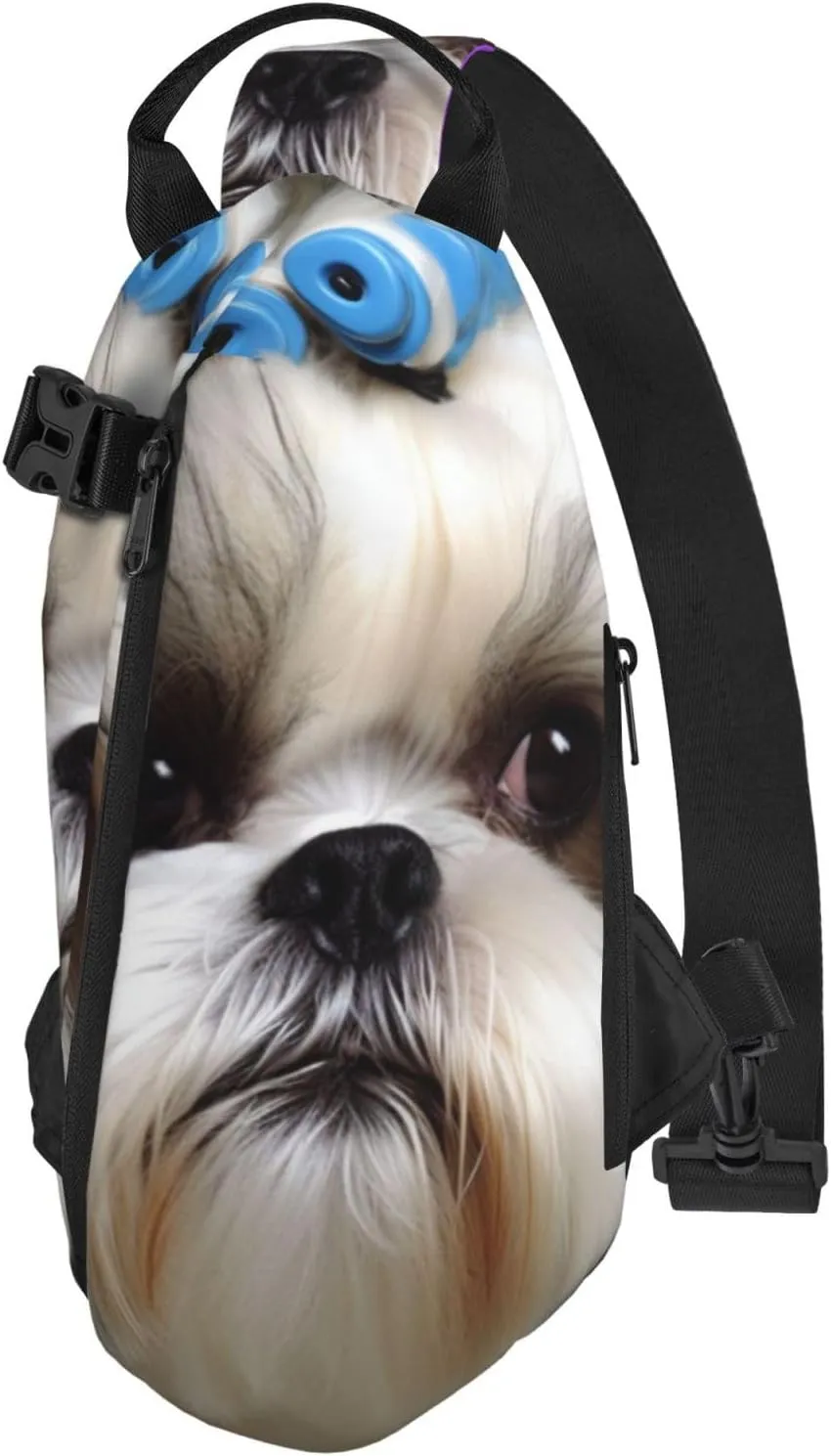 Sling Bag Crossbody Backpack for Men Women Shih Tzu Dog Chest Bag Crossbody Bag for Travel Sport Running