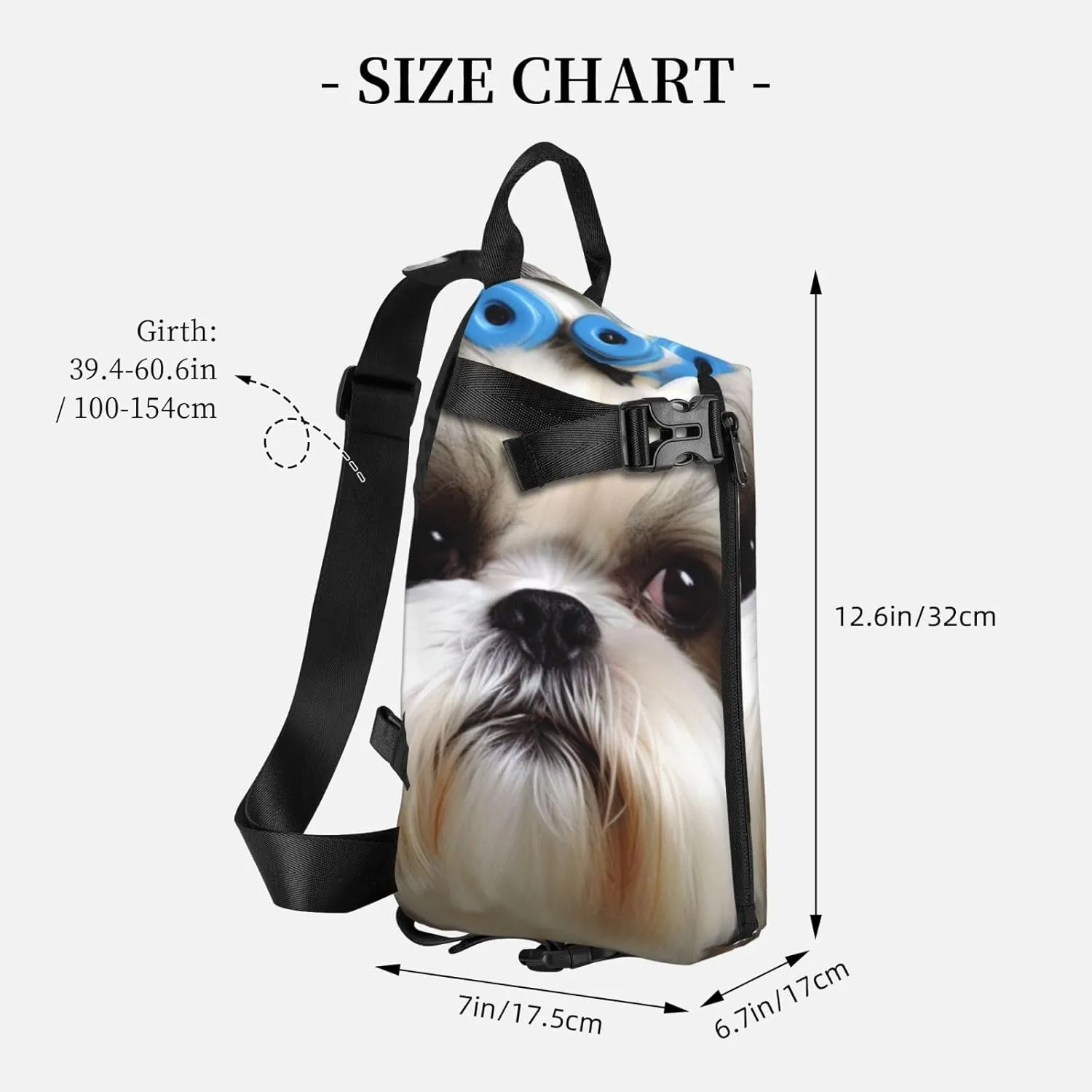 Sling Bag Crossbody Backpack for Men Women Shih Tzu Dog Chest Bag Crossbody Bag for Travel Sport Running