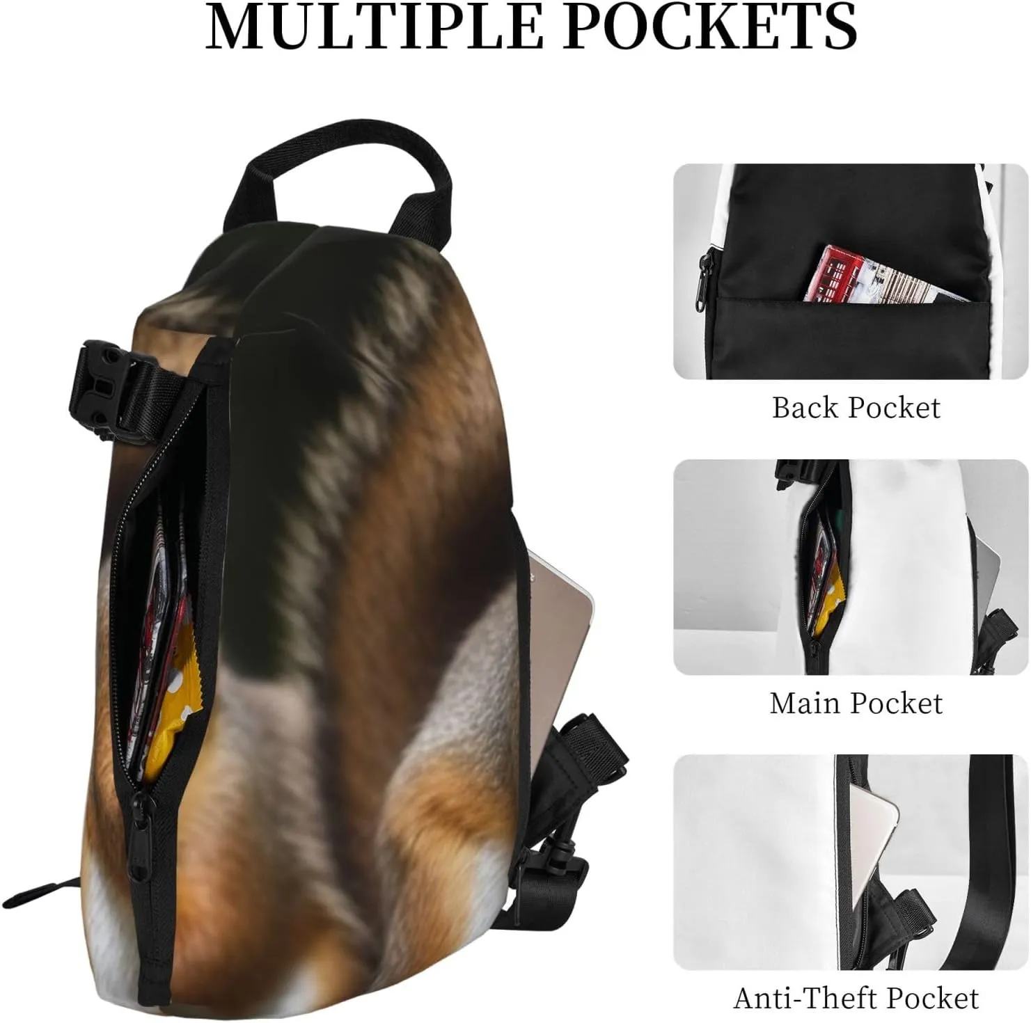 Sling Bag Crossbody Backpack for Men Women Squirrel Animal Chest Bag Crossbody Bag for Travel Sport Running
