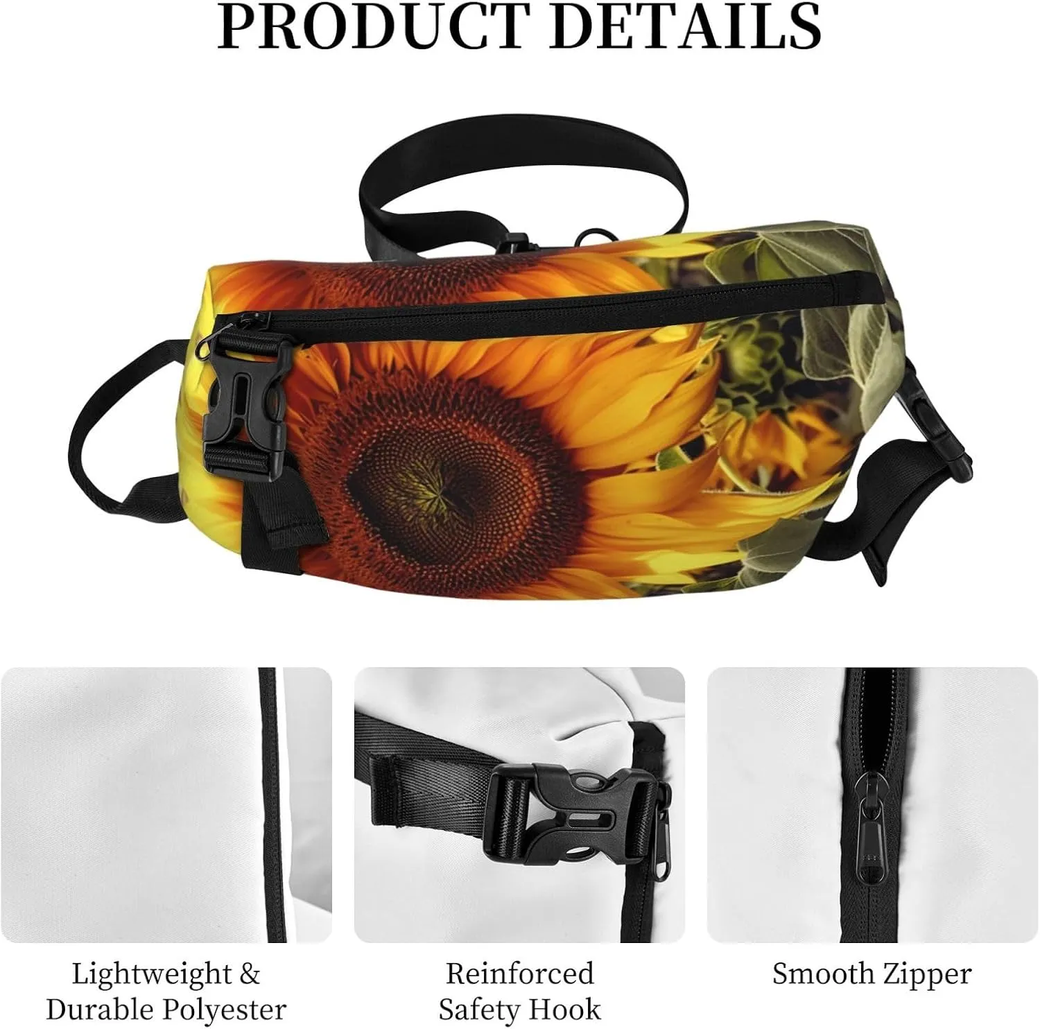 Sling Bag Crossbody Backpack for Men Women Sunflower Chest Bag Crossbody Bag for Travel Sport Running