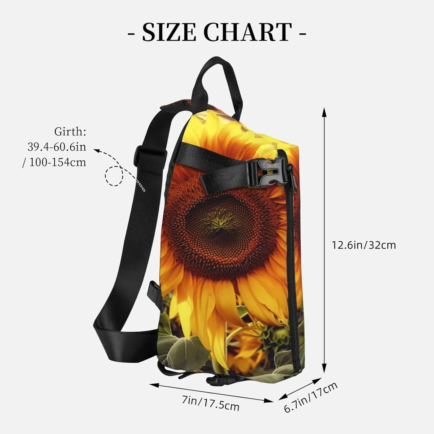Sling Bag Crossbody Backpack for Men Women Sunflower Chest Bag Crossbody Bag for Travel Sport Running