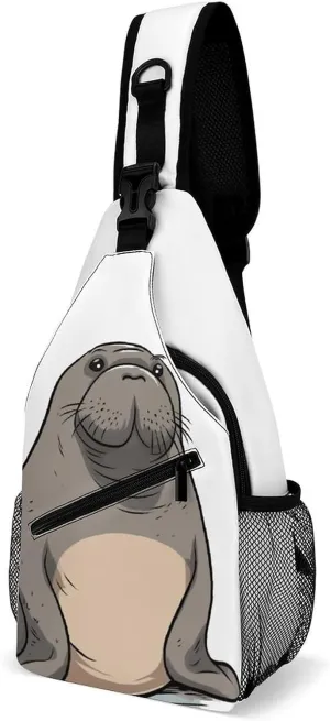 Sling Bag Crossbody Chest Bag Casual Shoulder Backpack Sport Travel Hiking Daypack for Women Men,Cute Walrus
