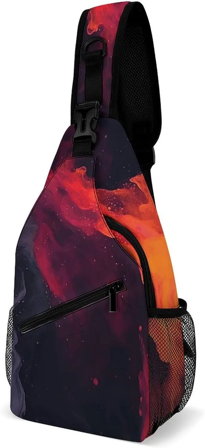 Sling Bag Crossbody Chest Bag Casual Shoulder Backpack Sport Travel Hiking Daypack for Women Men,Liquid Watercolor