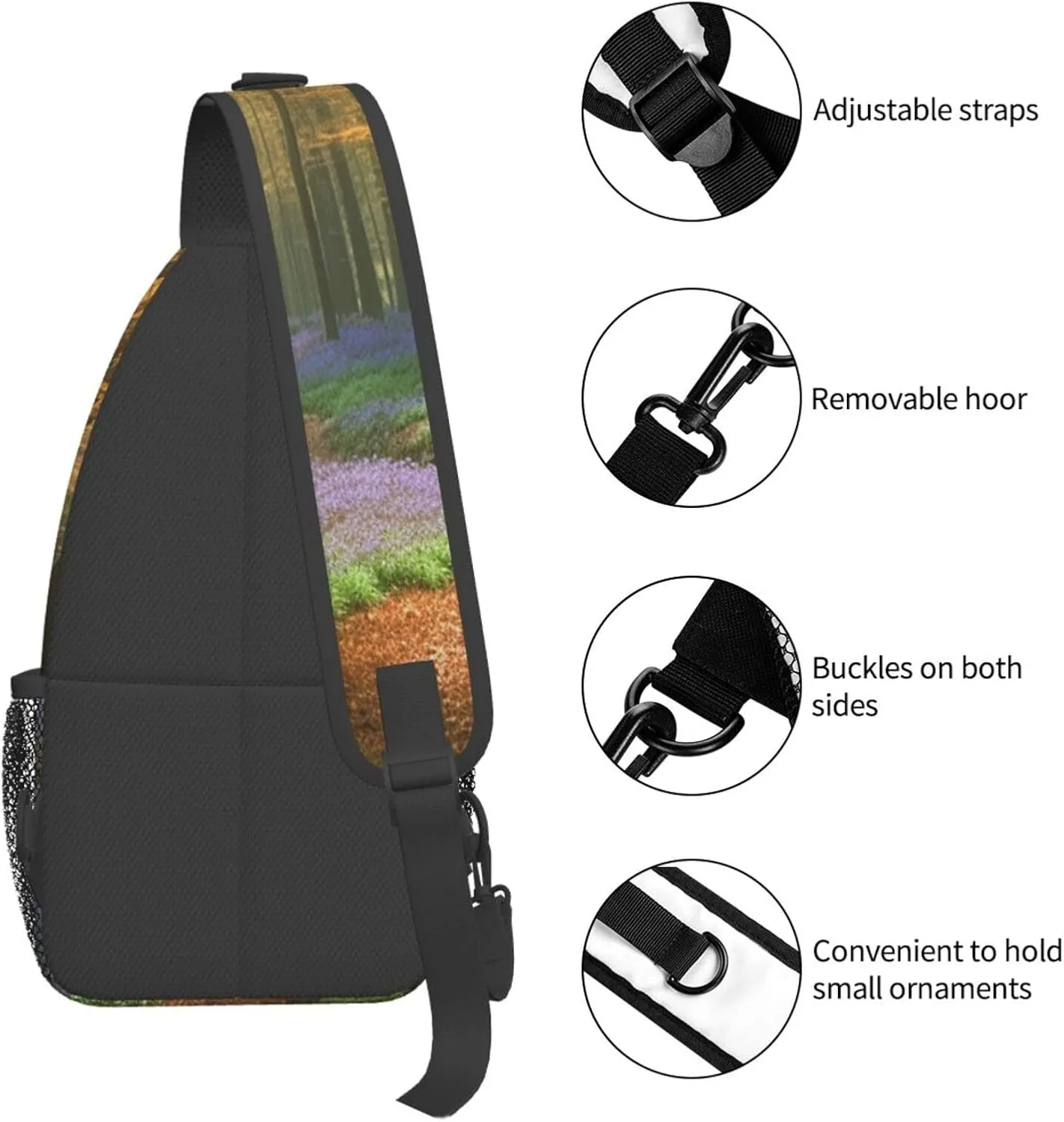 Sling Bag Crossbody Sling Backpack for Men Women Temperate Forests Cross Chest Bag Travel Hiking Daypack