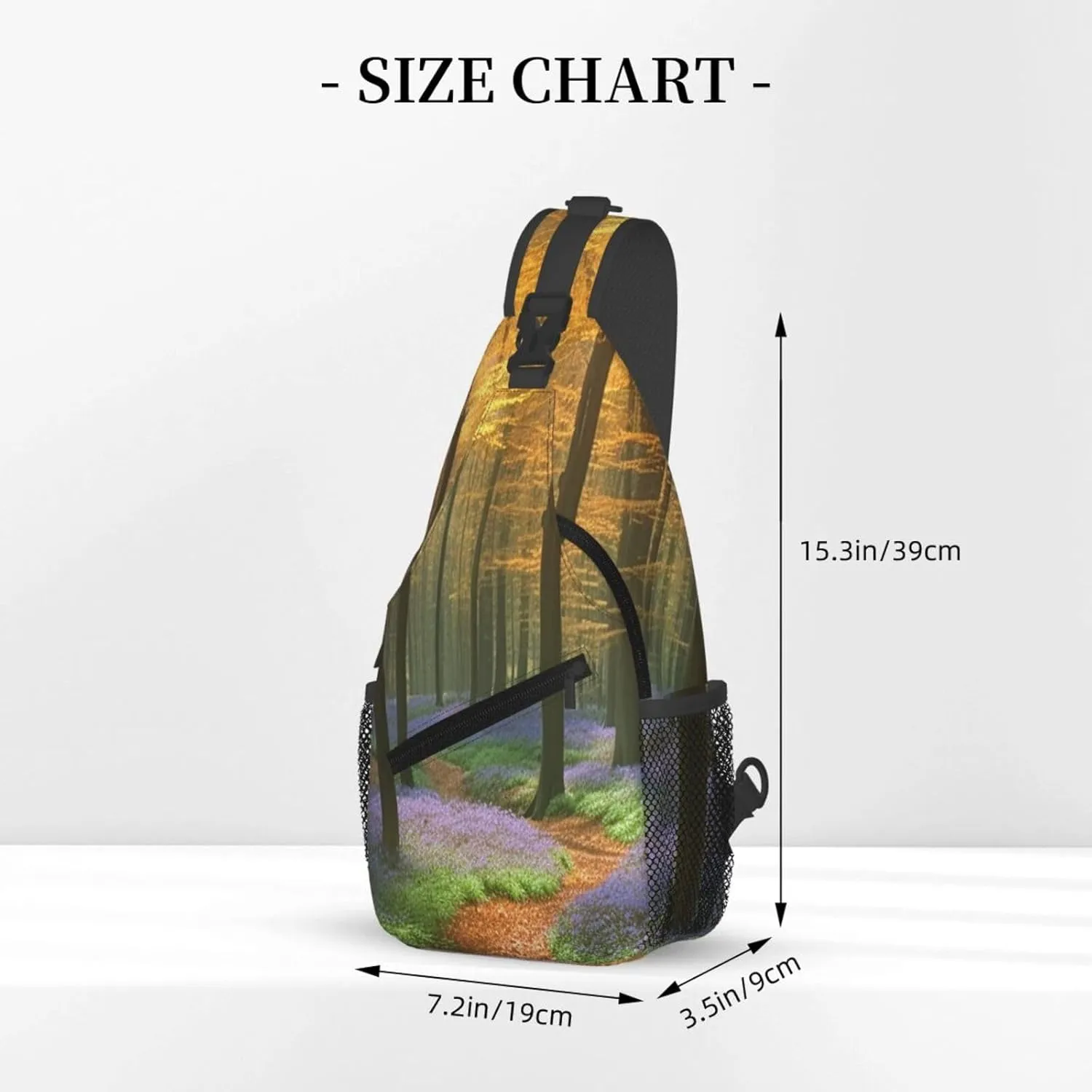 Sling Bag Crossbody Sling Backpack for Men Women Temperate Forests Cross Chest Bag Travel Hiking Daypack