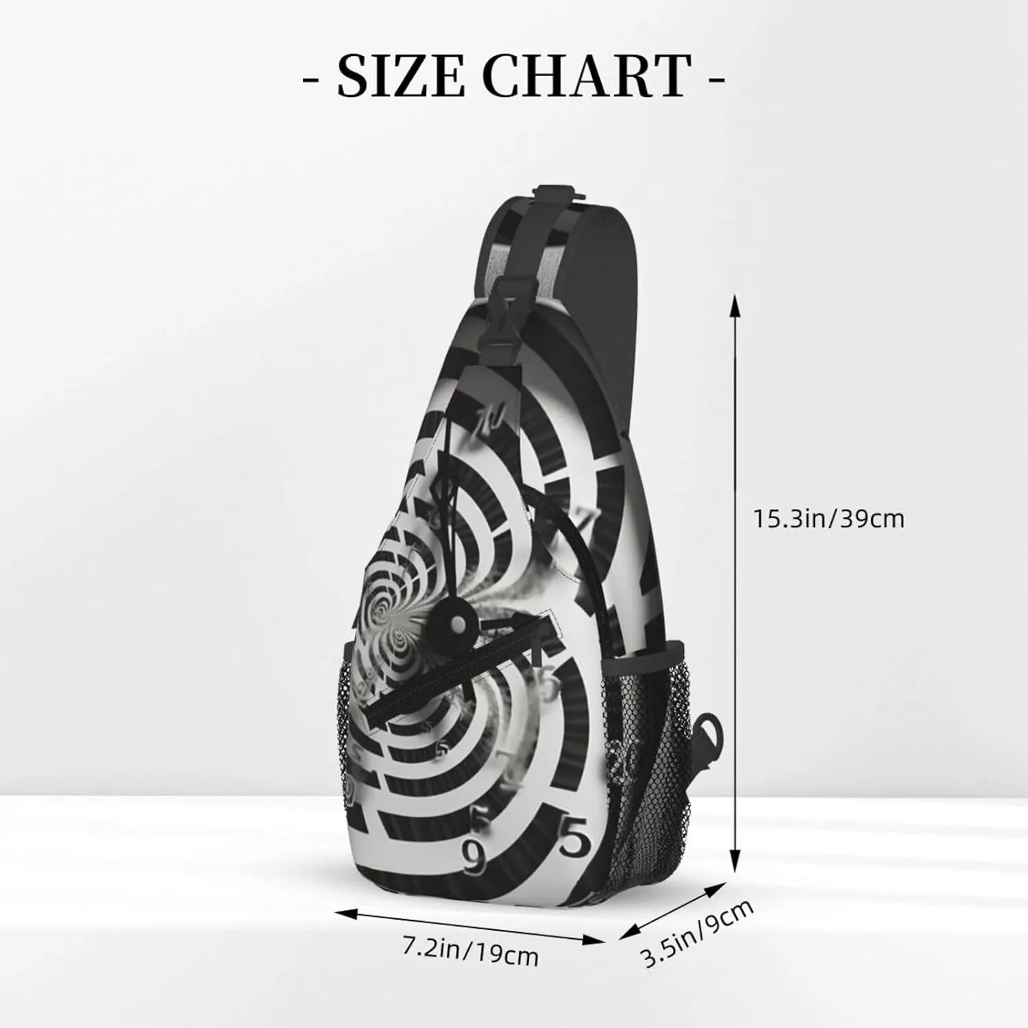 Sling Bag Crossbody Sling Backpack for Men Women Twisted Clock Cross Chest Bag Travel Hiking Daypack