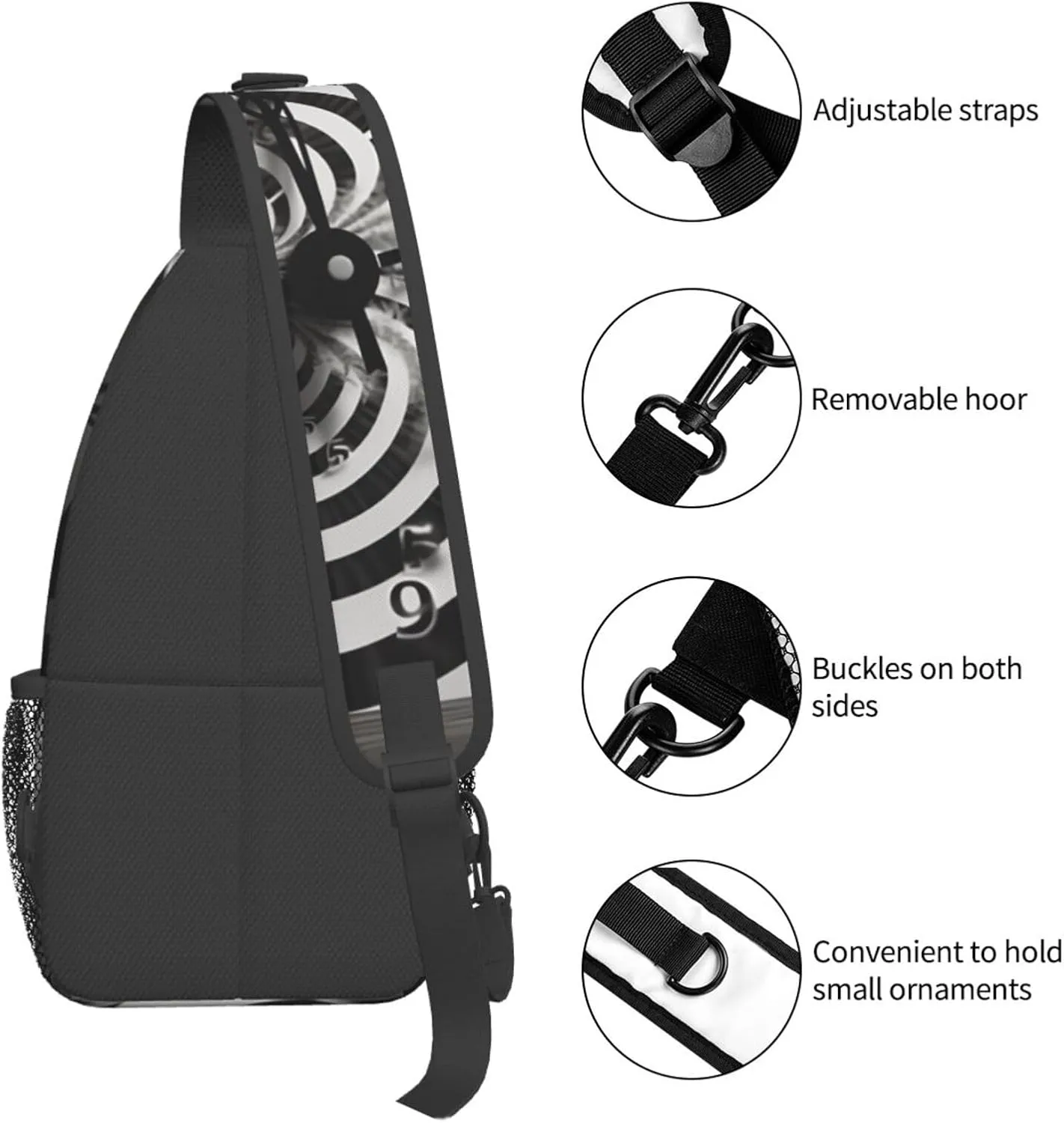 Sling Bag Crossbody Sling Backpack for Men Women Twisted Clock Cross Chest Bag Travel Hiking Daypack