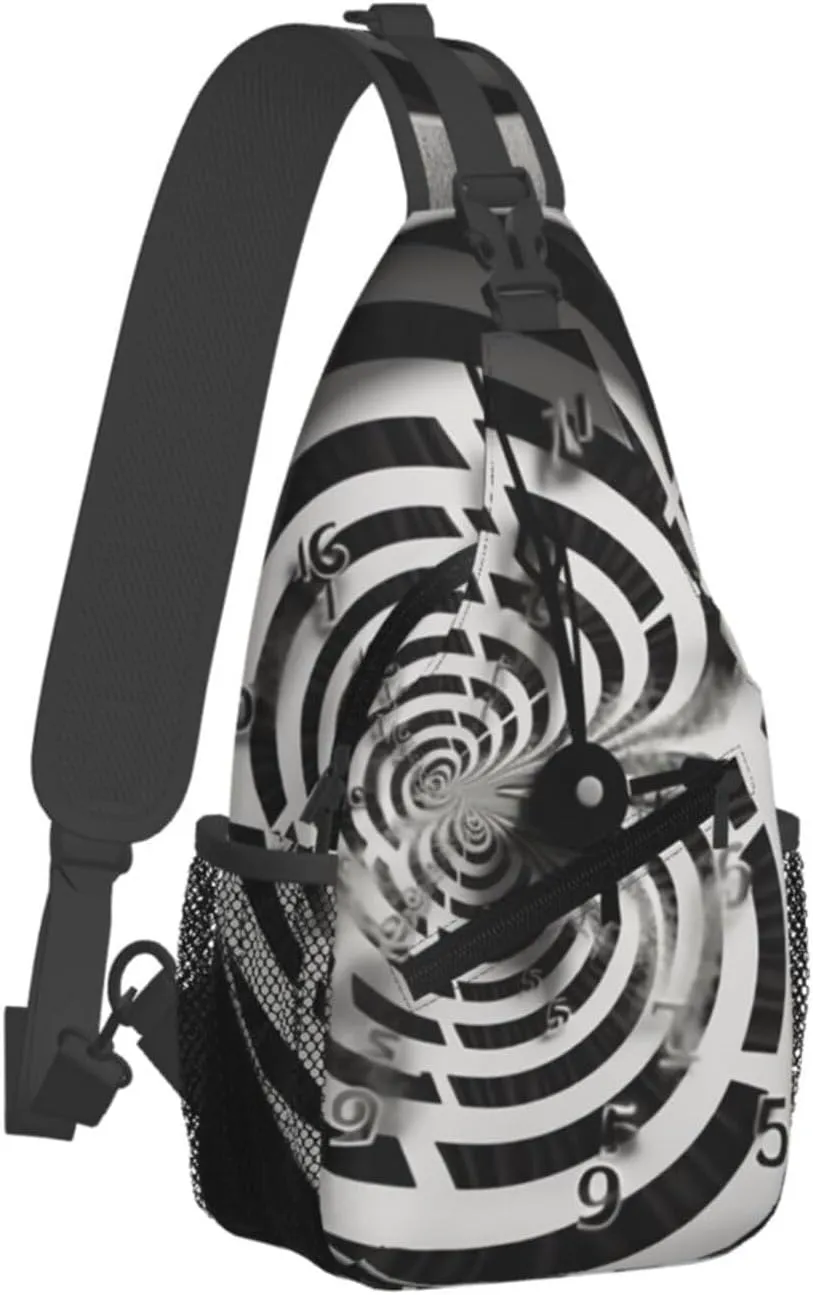 Sling Bag Crossbody Sling Backpack for Men Women Twisted Clock Cross Chest Bag Travel Hiking Daypack