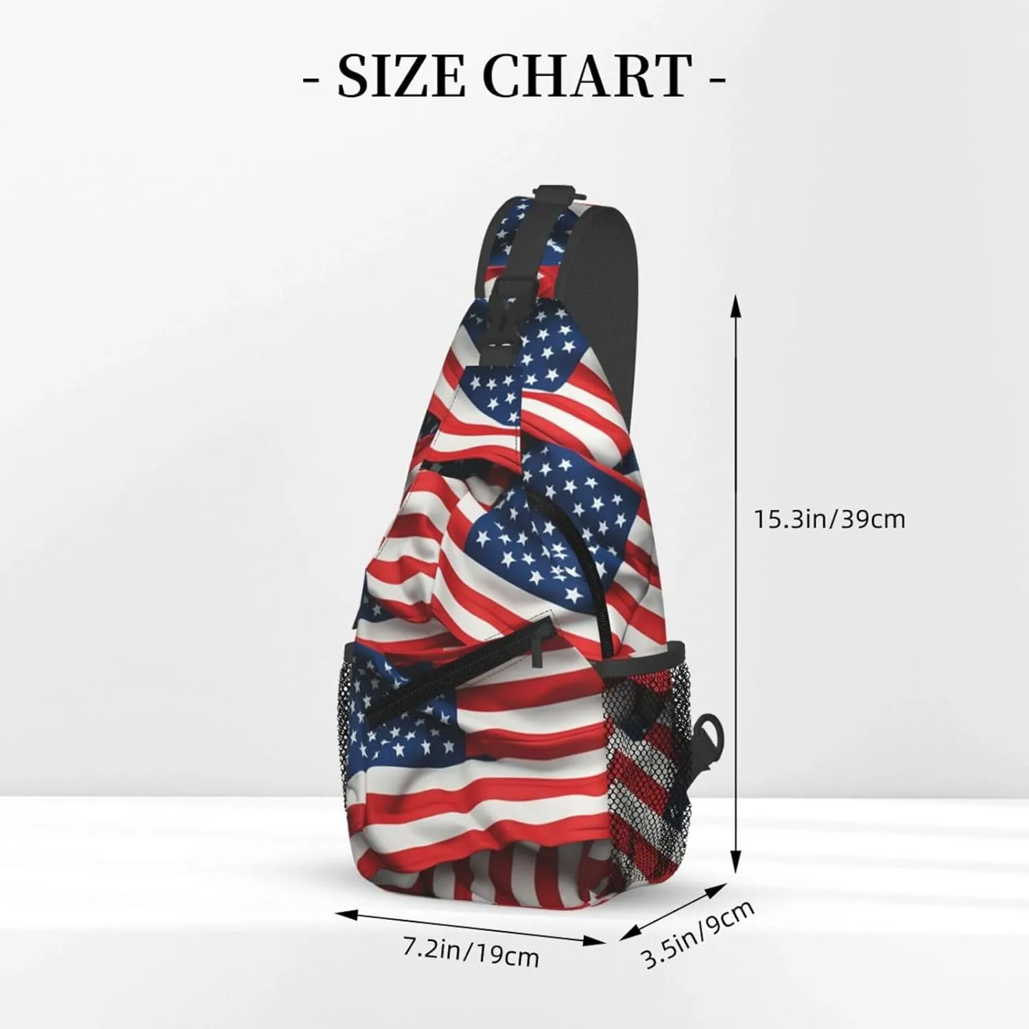 Sling Bag Crossbody Sling Backpack for Men Women Usa Flag Cross Chest Bag Travel Hiking Daypack