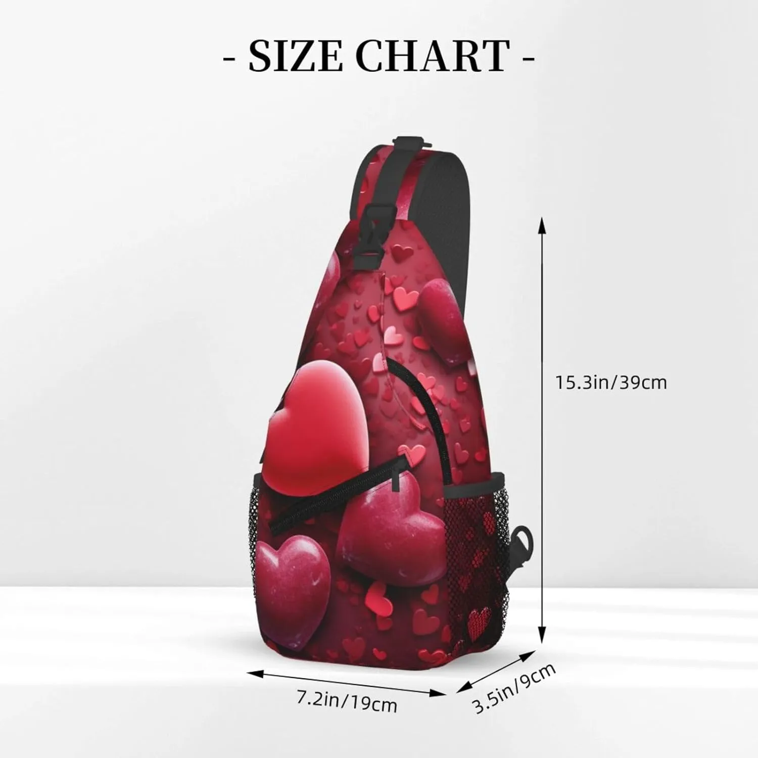 Sling Bag Crossbody Sling Backpack for Men Women Valentines Love Hearts Cross Chest Bag Travel Hiking Daypack