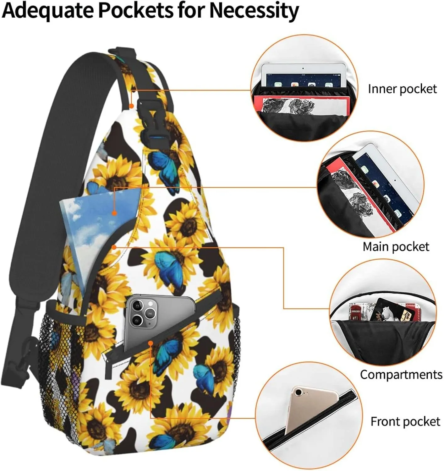 Sling Bag Crossbody Women Men Travel Chest Backpack Leisure Sports Outdoor Running Hiking