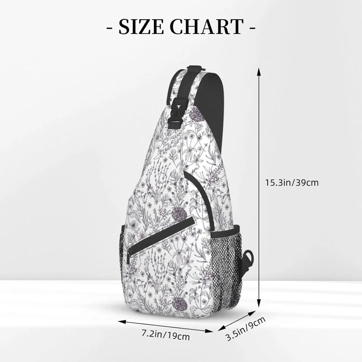 Sling Bag Floral Rose With Leaves Spring Print Sling Backpack Crossbody Chest Bag Daypack For Hiking Travel