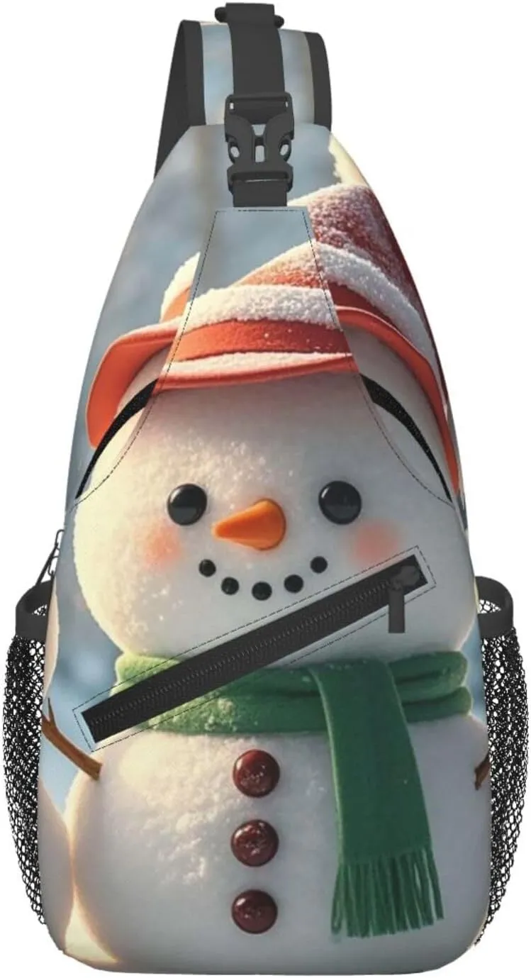 Sling Bag for Men Women Crossbody Backpack Cute Snowman Crossbody Bag Chest Bag for Travel Sport