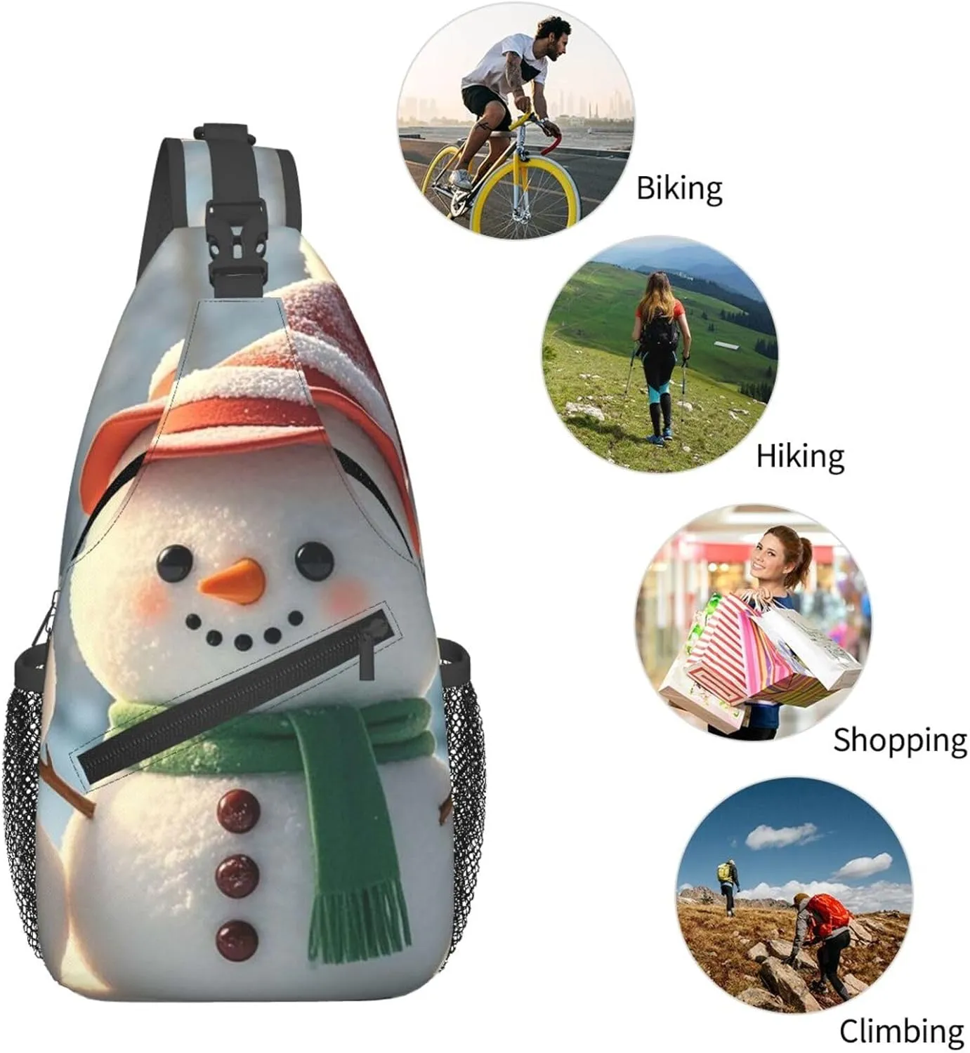 Sling Bag for Men Women Crossbody Backpack Cute Snowman Crossbody Bag Chest Bag for Travel Sport